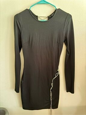 Forever 21 Black Long-Sleeve Bodycon Dress with Side Chain Detail